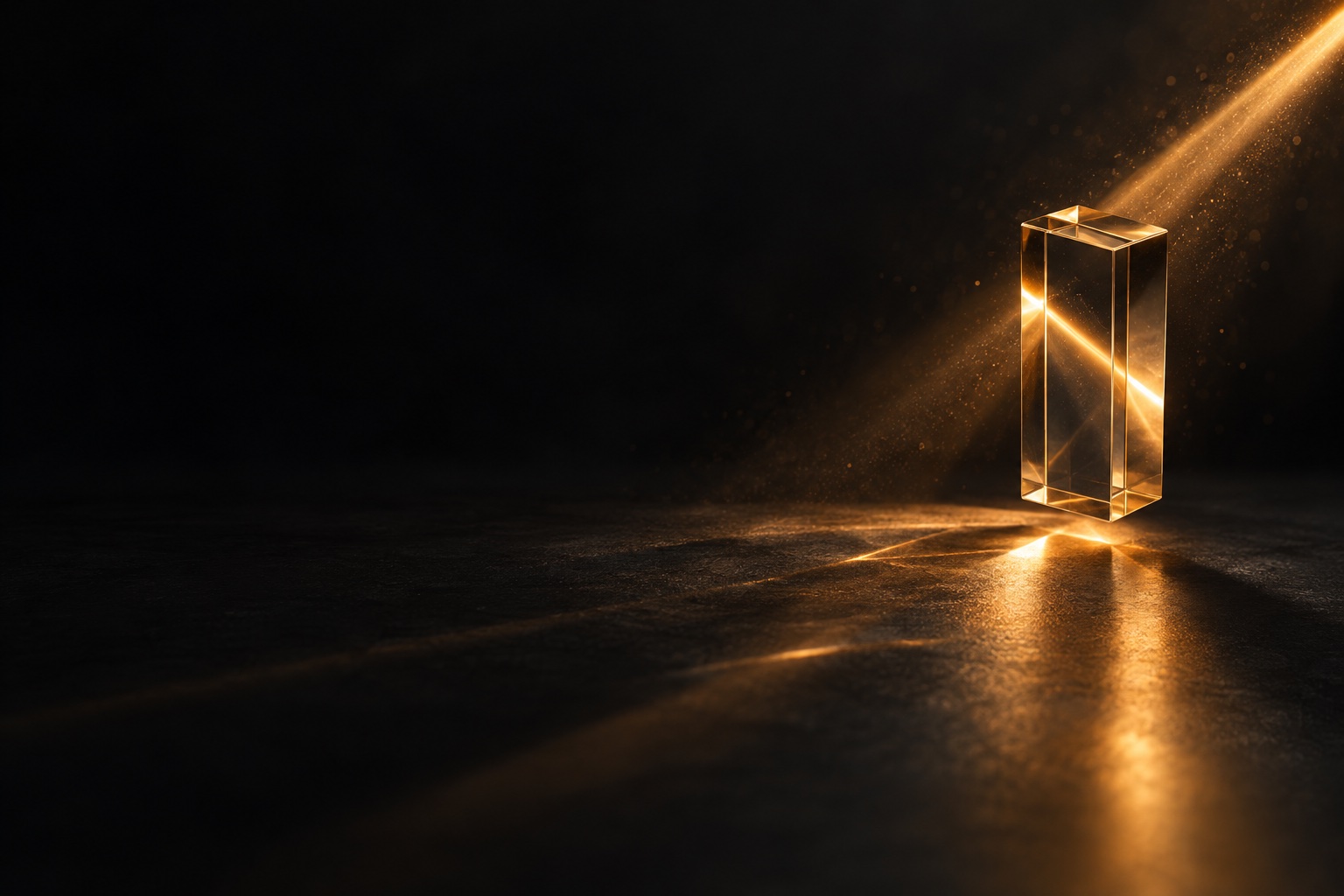 A focused amber beam and optical glass